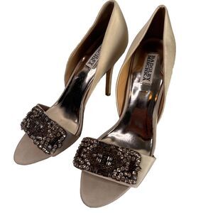 Badgley Mischka Women's‎ Pink Leather 4" Pump Buckle Cognac Heels Size 9